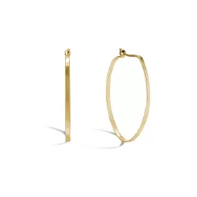 Elsa 14 Karat Yellow Gold Profile Hammered Oval Hoop Earrings