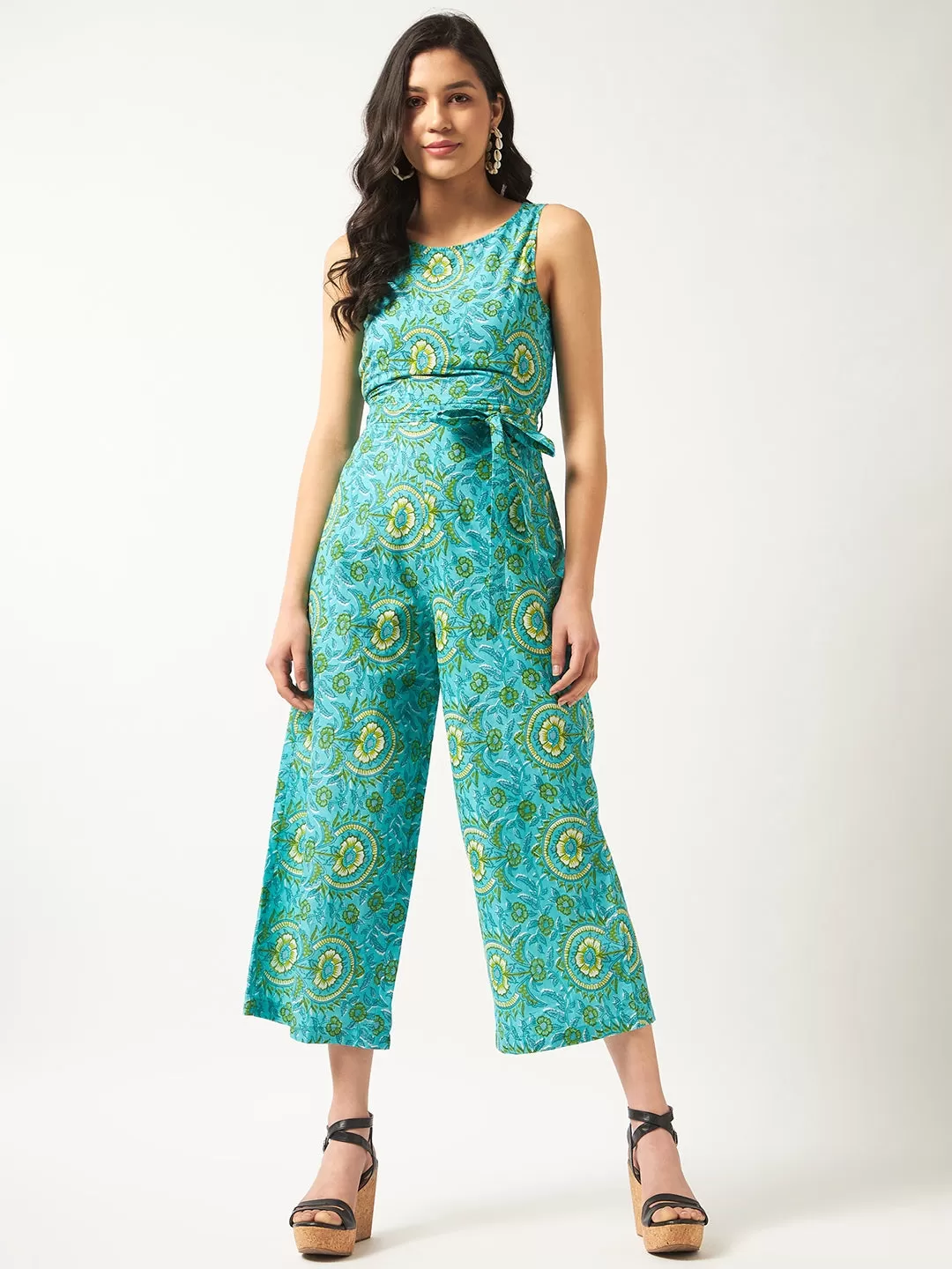 Floral Printed Sleeveless Jumpsuit