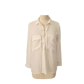 Forever 21 White Tie-up Collared Chiffon Shirt | Gently Used |