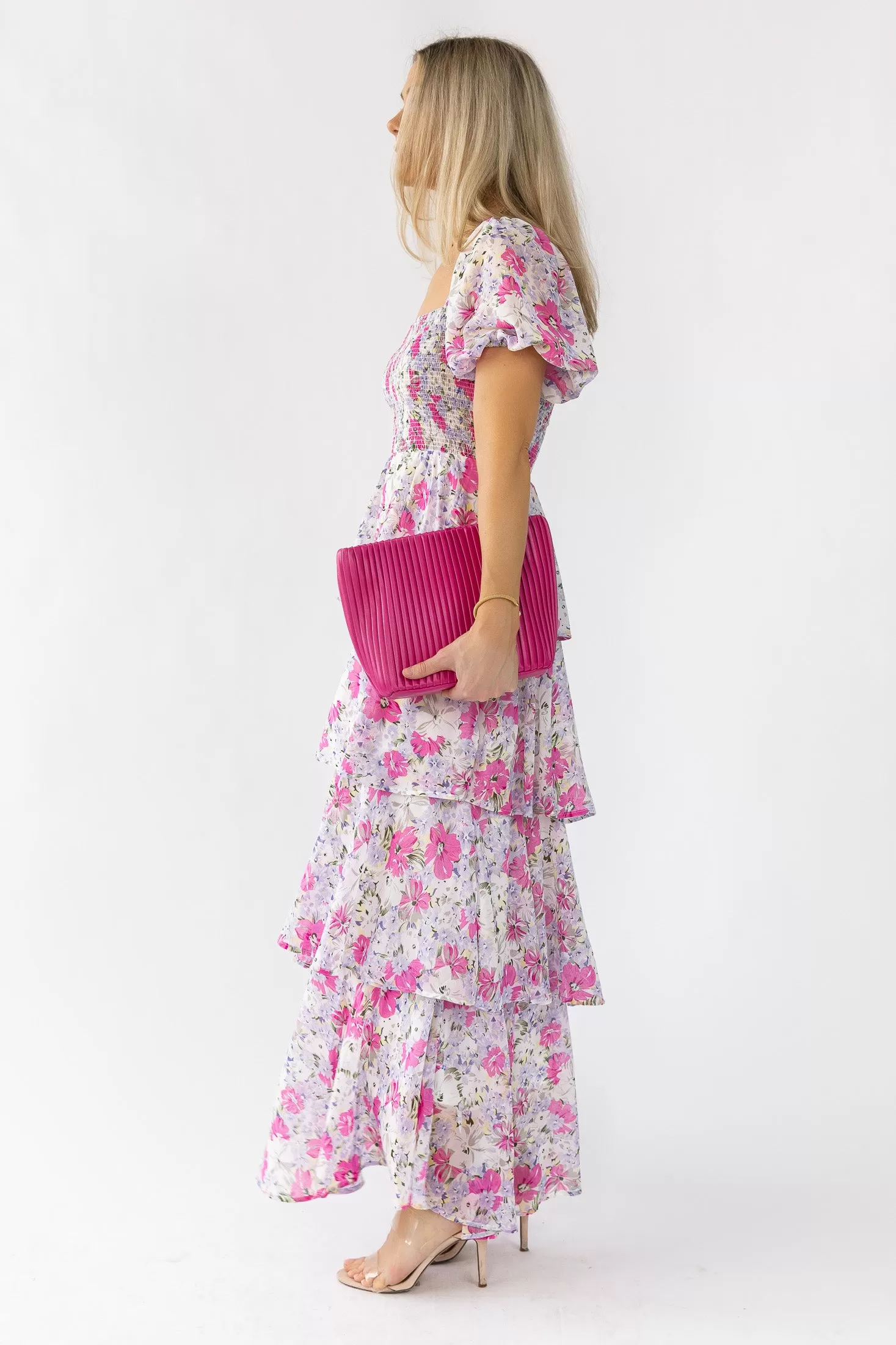 Garden Goddess Pink Floral Maxi Dress