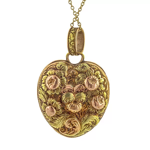 Georgian Heart Locket Pendant Necklace