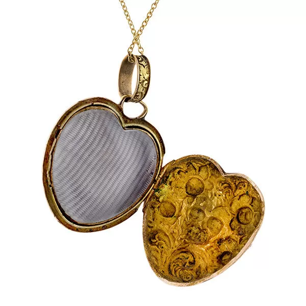 Georgian Heart Locket Pendant Necklace