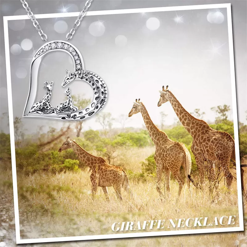 Giraffe Necklace for Mother Daughter Pendant Necklace 925 Sterling Silver Giraffe Jewelry Birthday Mom Gifts