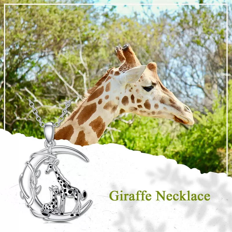 Giraffe Necklace for Mother Daughter Pendant Necklace 925 Sterling Silver Giraffe Jewelry Birthday Mom Gifts