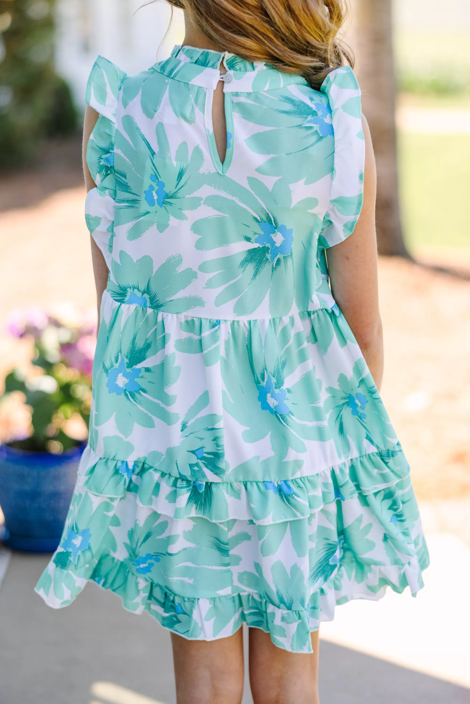 Girls: Kept Promises Mint Green Floral Babydoll Dress