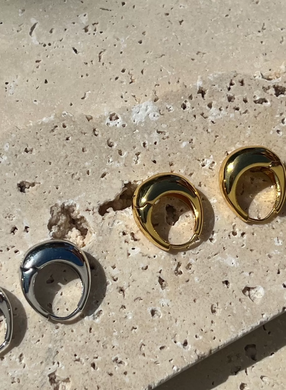 Gold Waterproof Drop Hoop Earrings