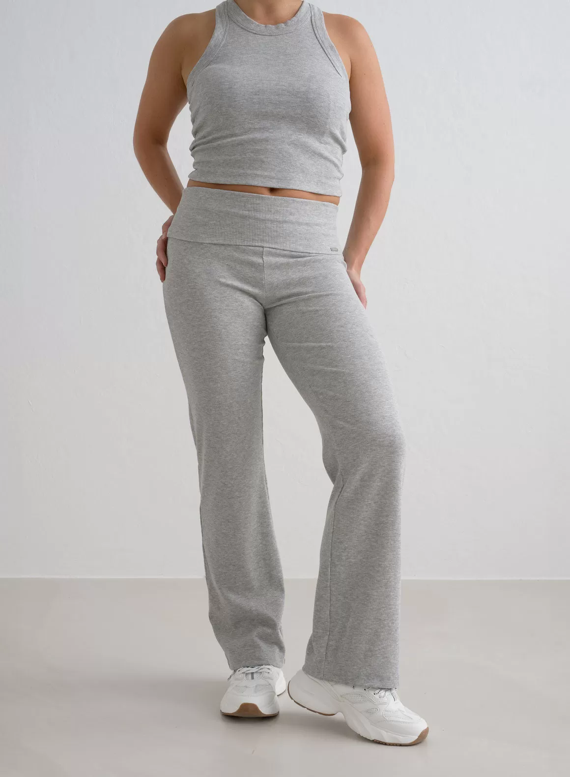 Grey Melange Ease Ribbed Petite Pants