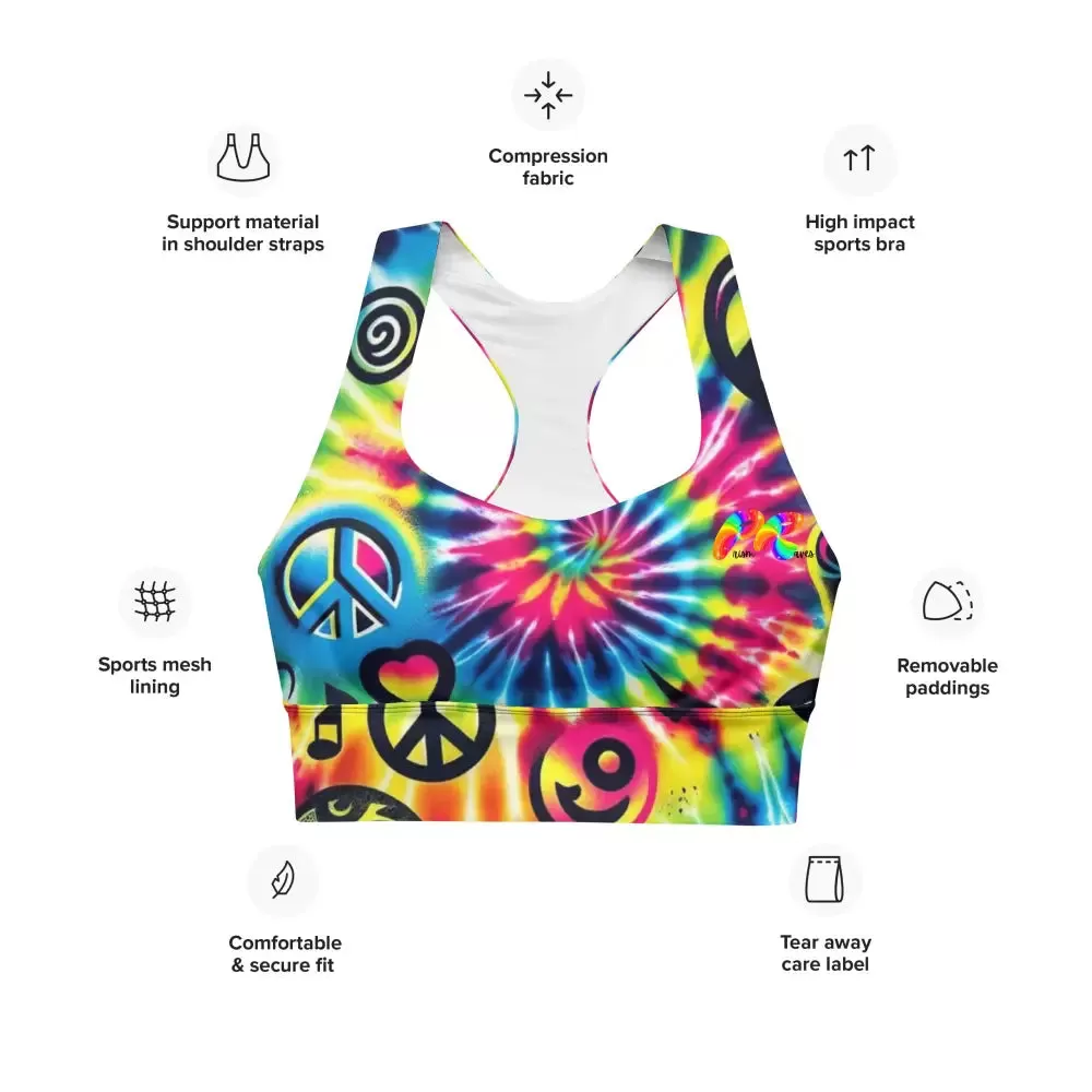 Happy Vibes Rave Longline Sports Bra