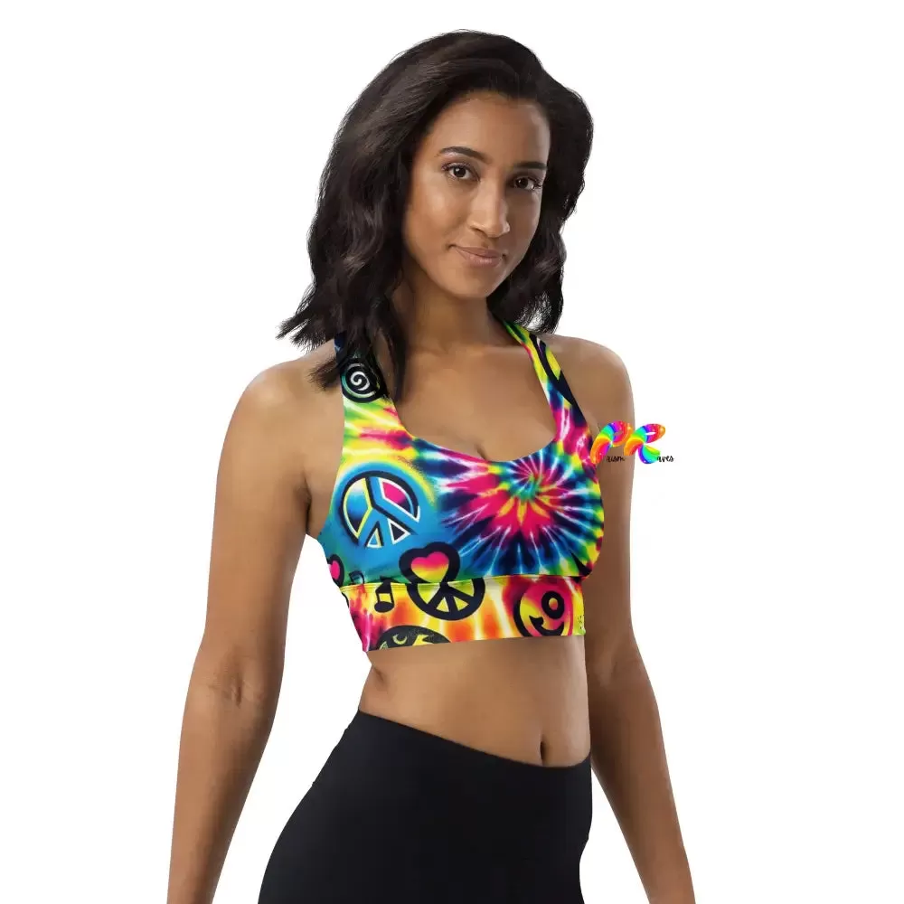 Happy Vibes Rave Longline Sports Bra