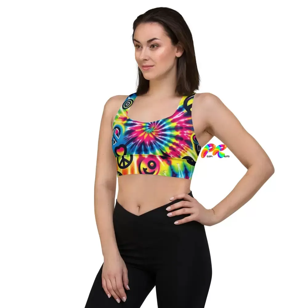 Happy Vibes Rave Longline Sports Bra