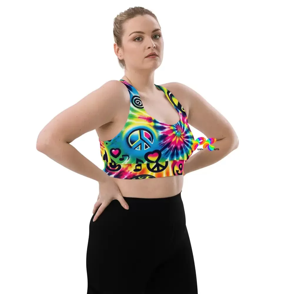 Happy Vibes Rave Longline Sports Bra