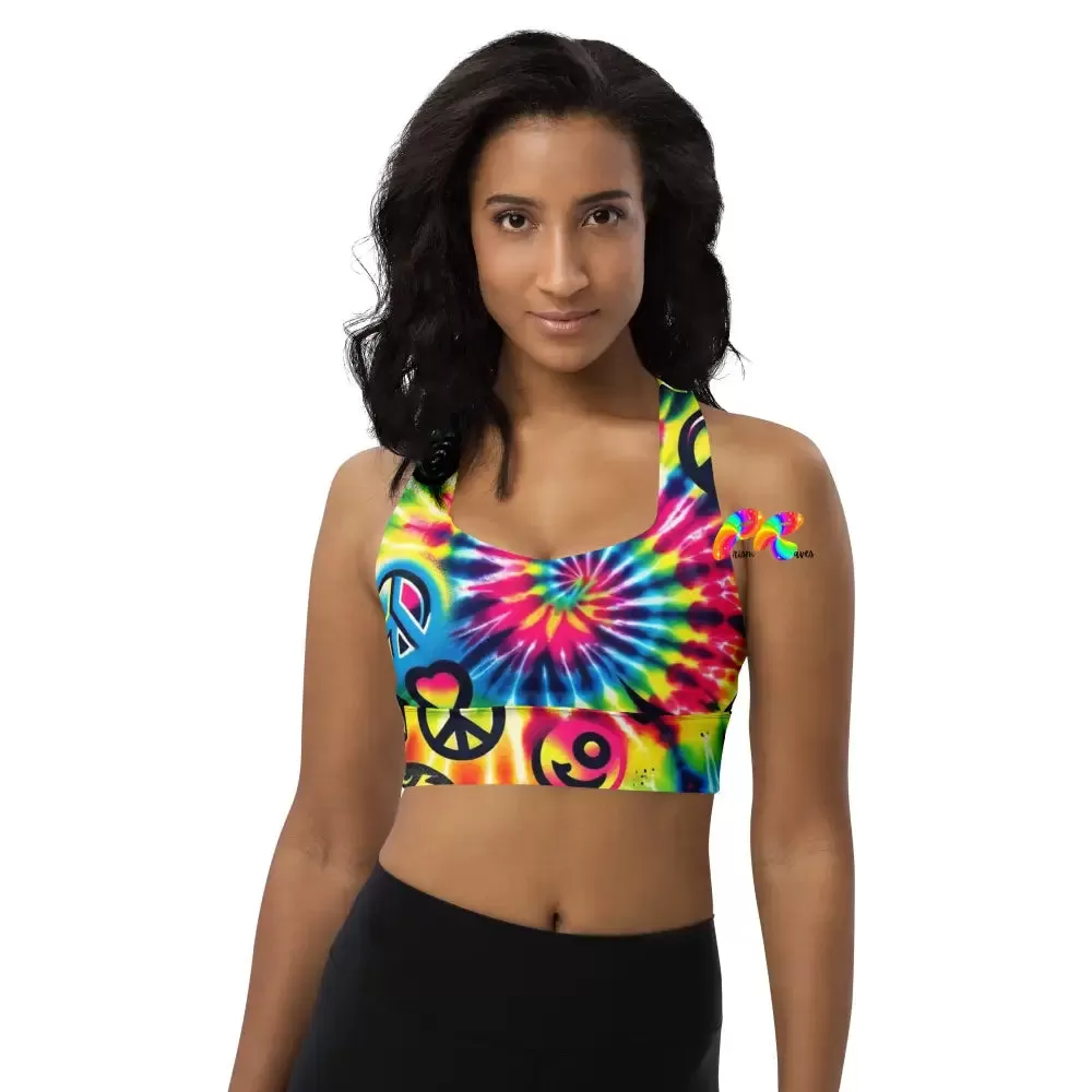 Happy Vibes Rave Longline Sports Bra