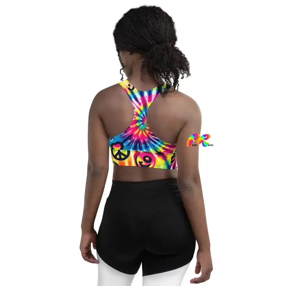 Happy Vibes Rave Longline Sports Bra