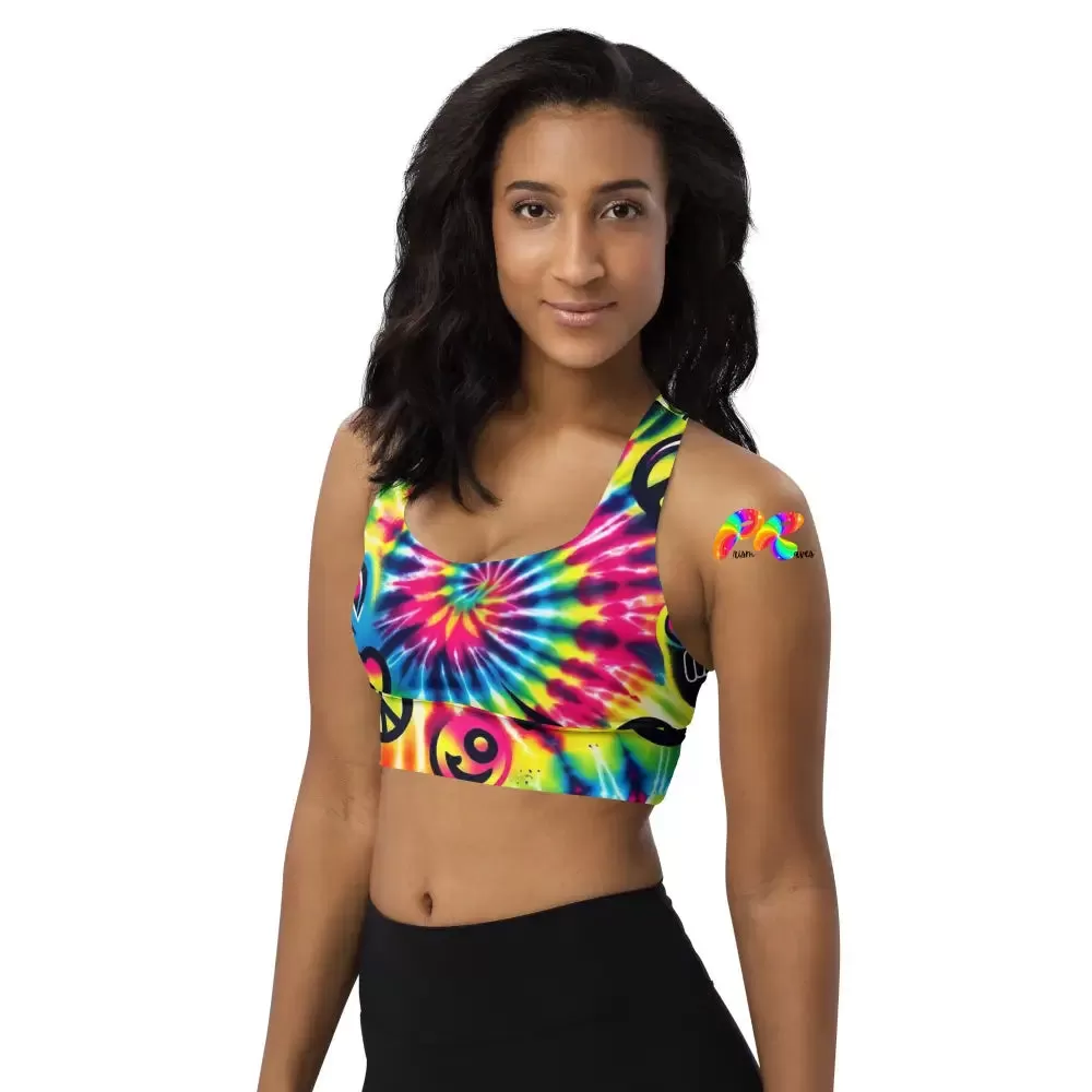 Happy Vibes Rave Longline Sports Bra