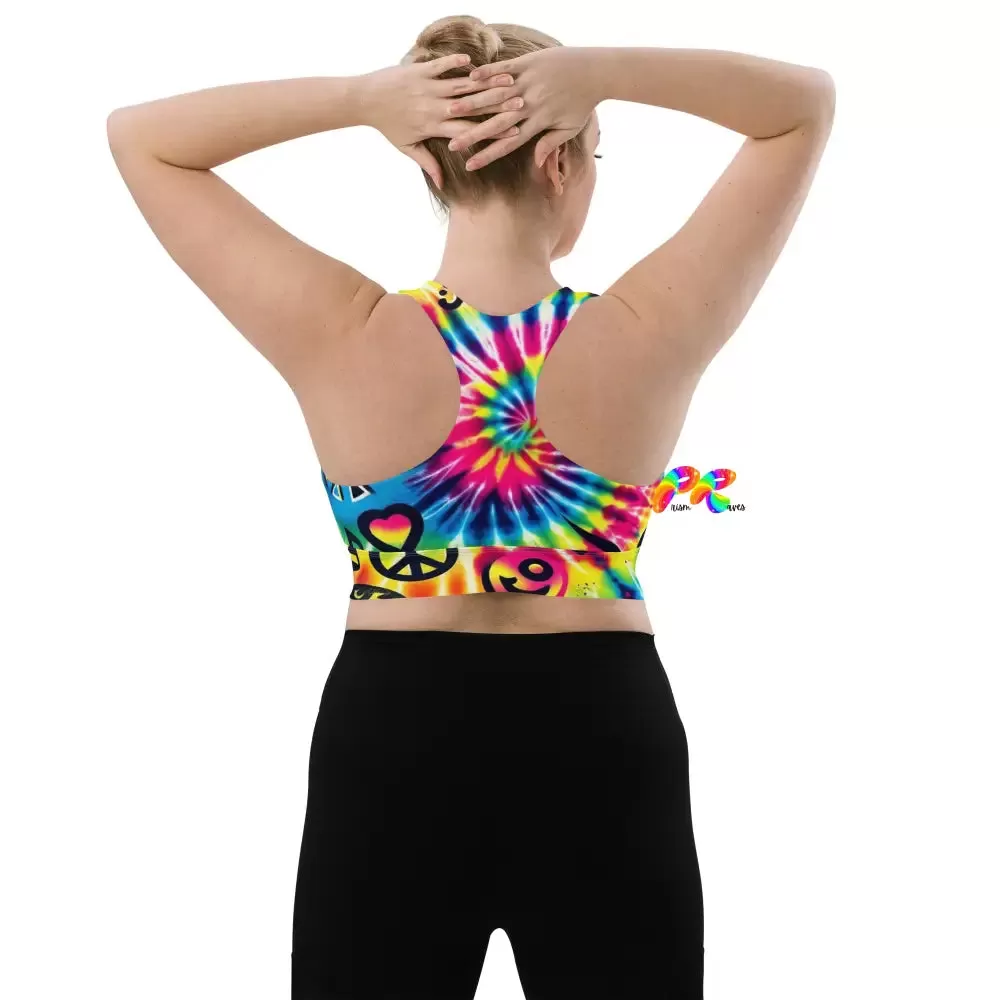 Happy Vibes Rave Longline Sports Bra