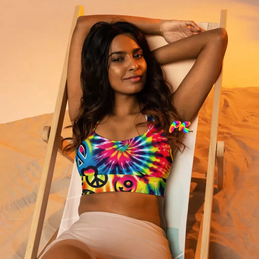 Happy Vibes Rave Longline Sports Bra