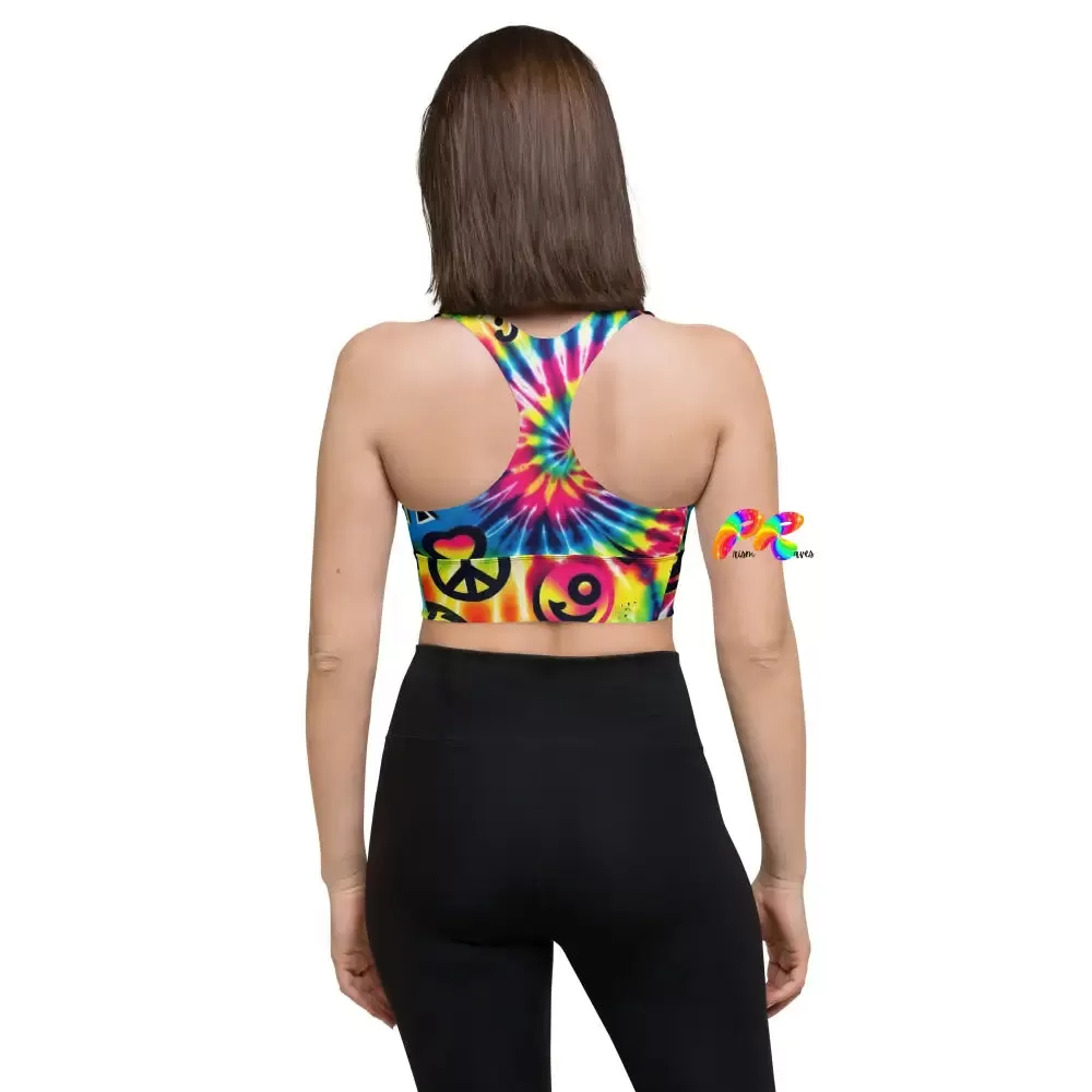 Happy Vibes Rave Longline Sports Bra