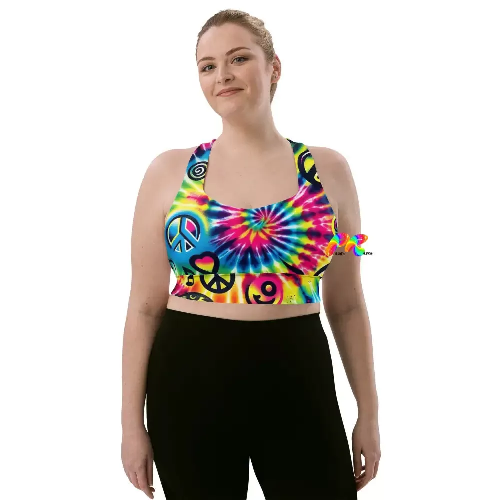 Happy Vibes Rave Longline Sports Bra