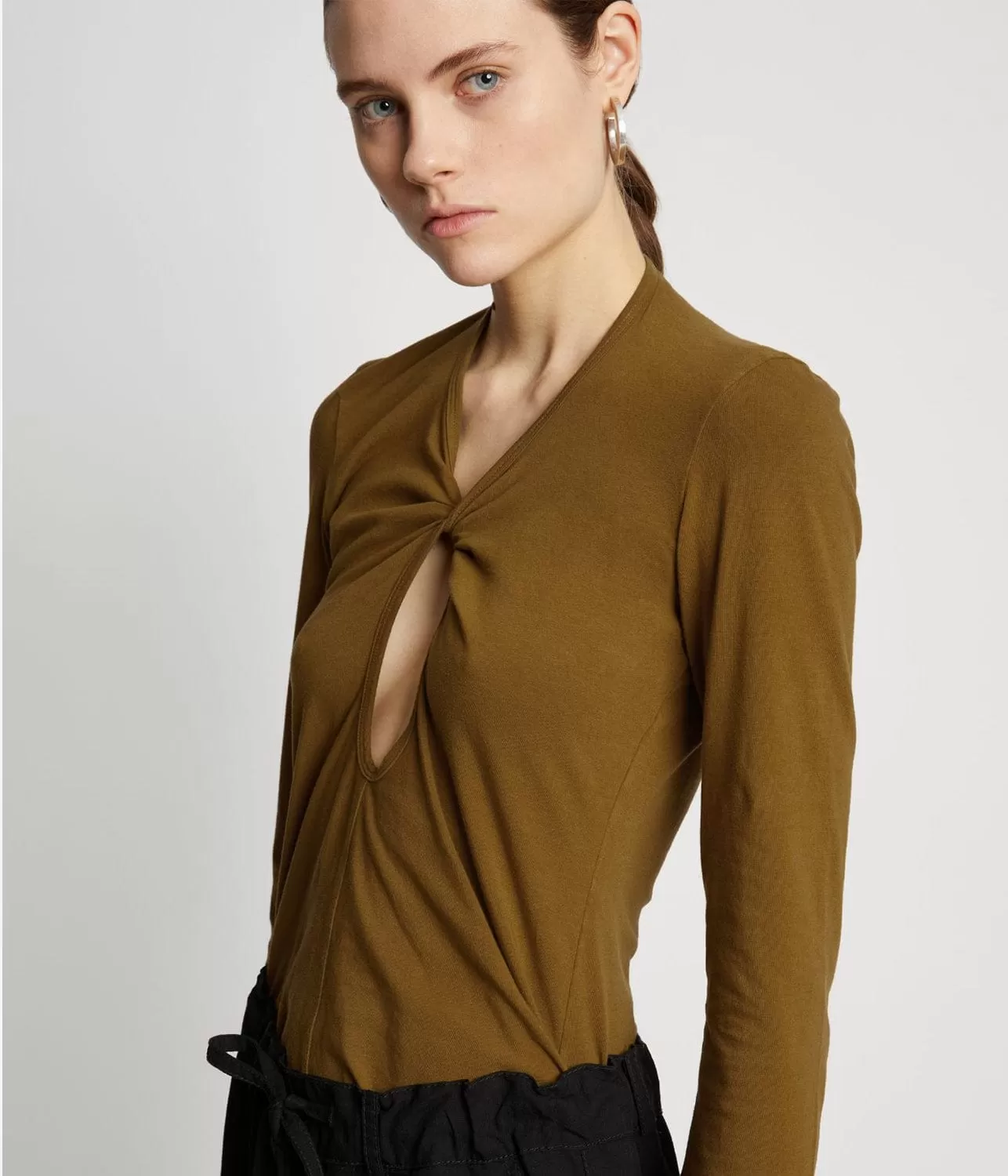 JERSEY KEYHOLE TOP-OLIVE