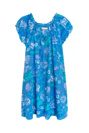 La Cera Drawstring Neckline Floral Chemise