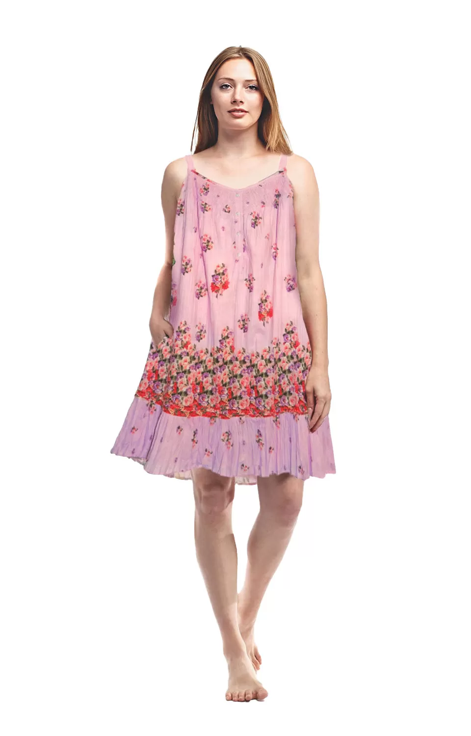 La Cera Floral Border Print Chemise