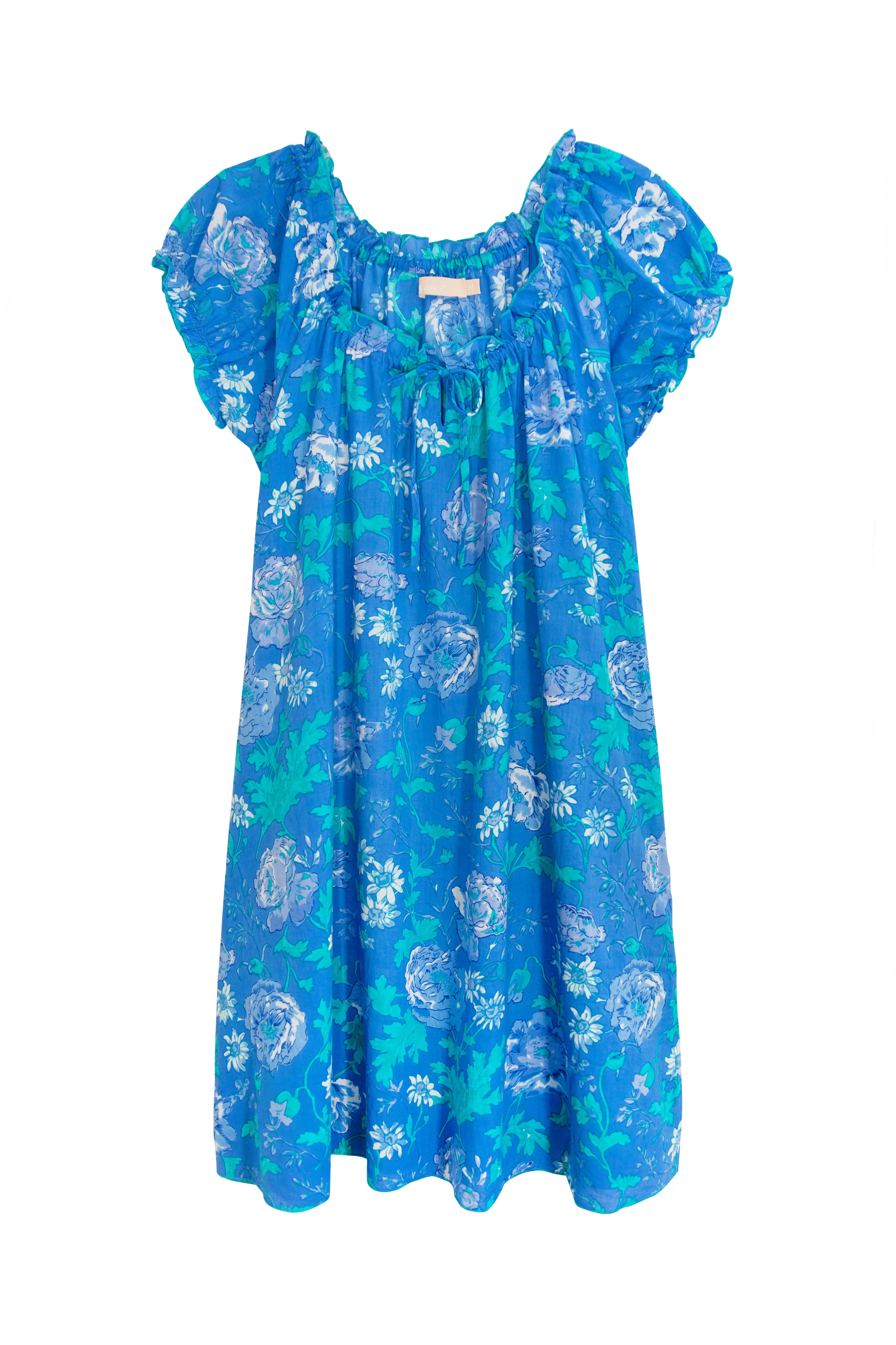 La Cera Plus Size Drawstring Neckline Floral Chemise