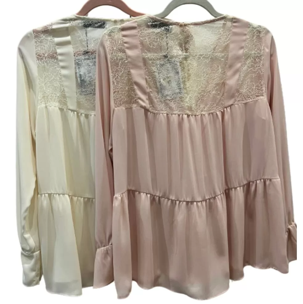 Lace and chiffon blouse