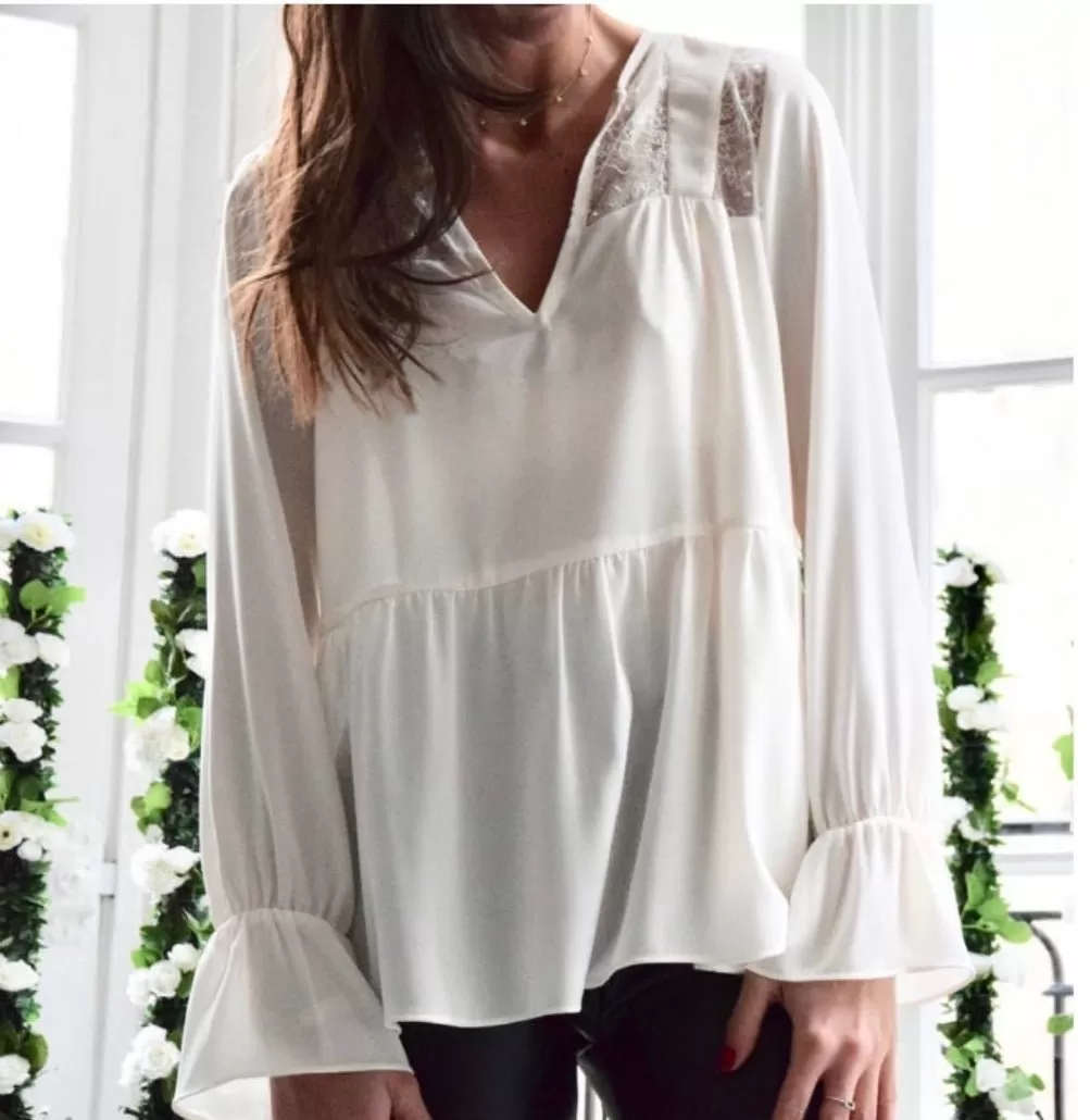 Lace and chiffon blouse