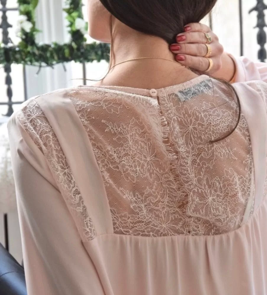 Lace and chiffon blouse