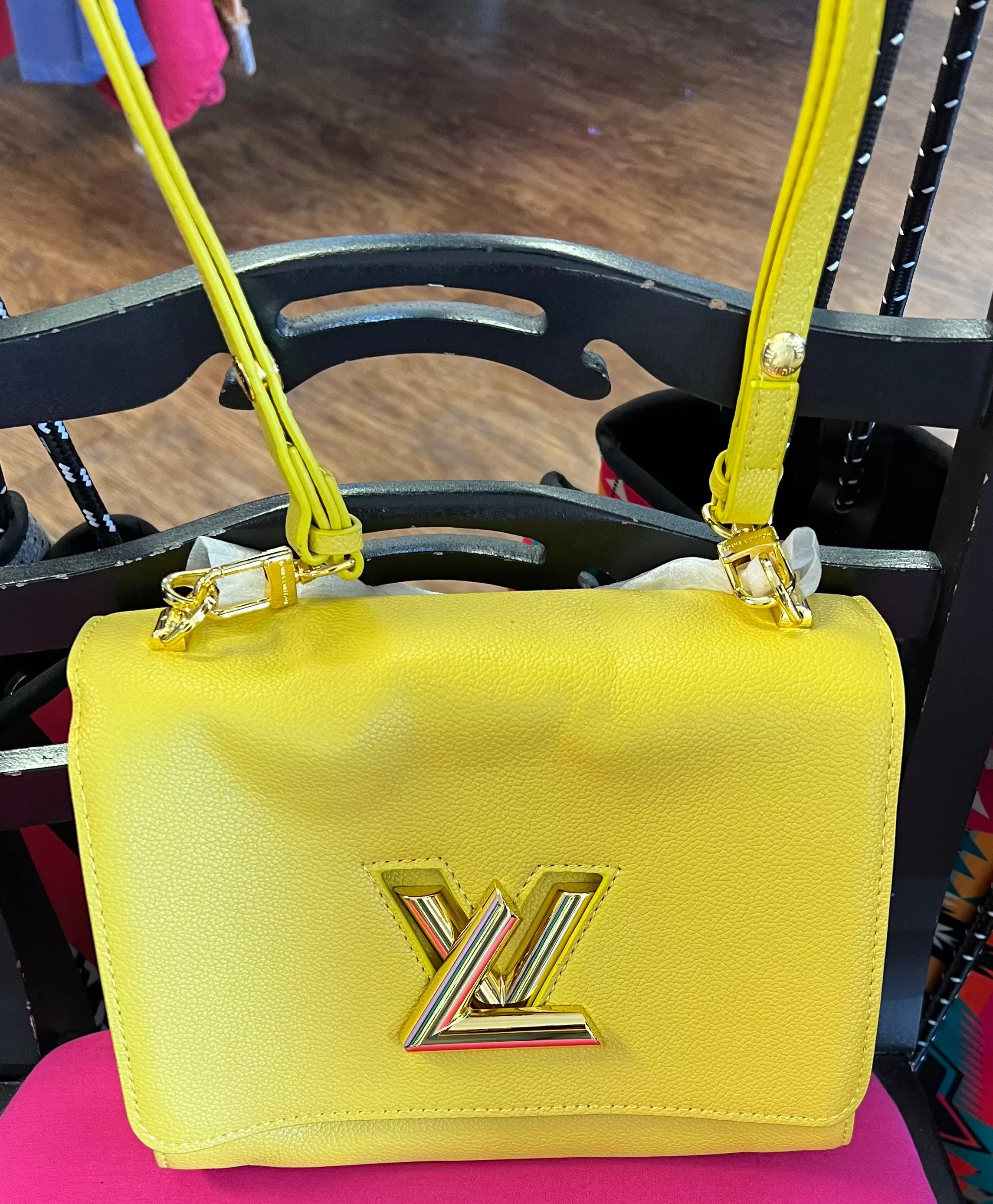 Leather Trim Fashion Yellow crossbody Handbag shoulder bag Medium