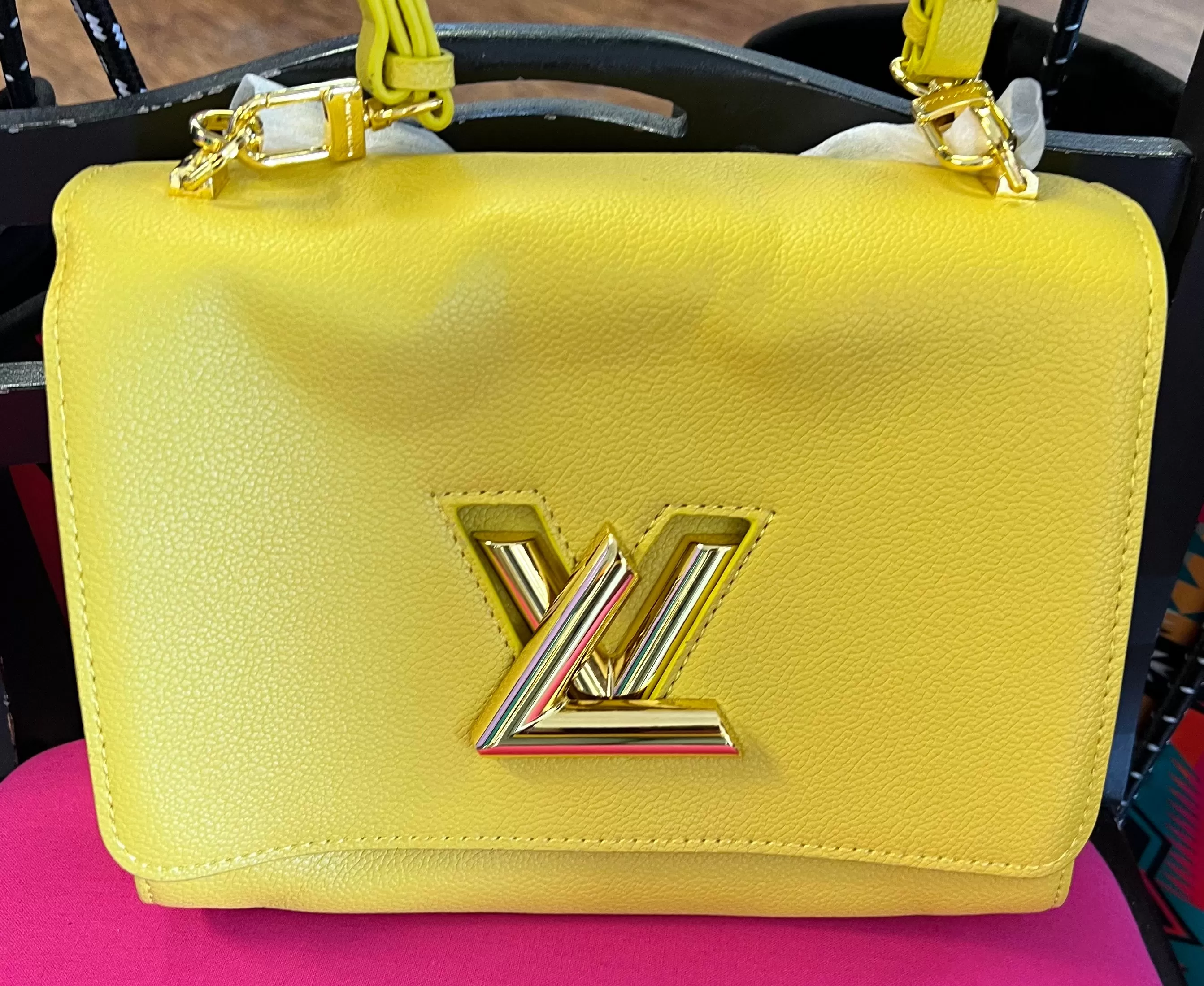 Leather Trim Fashion Yellow crossbody Handbag shoulder bag Medium