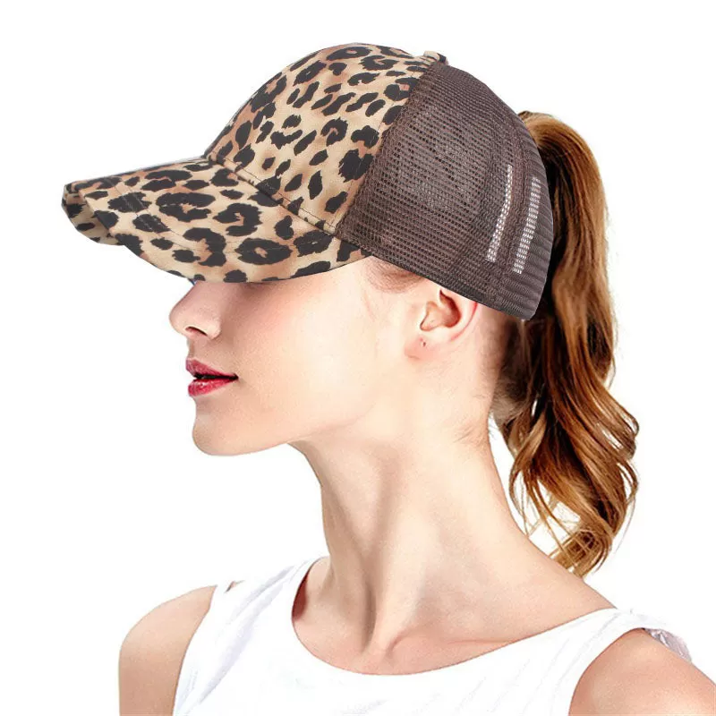 Leopard Print Summer Ponytail access snap back