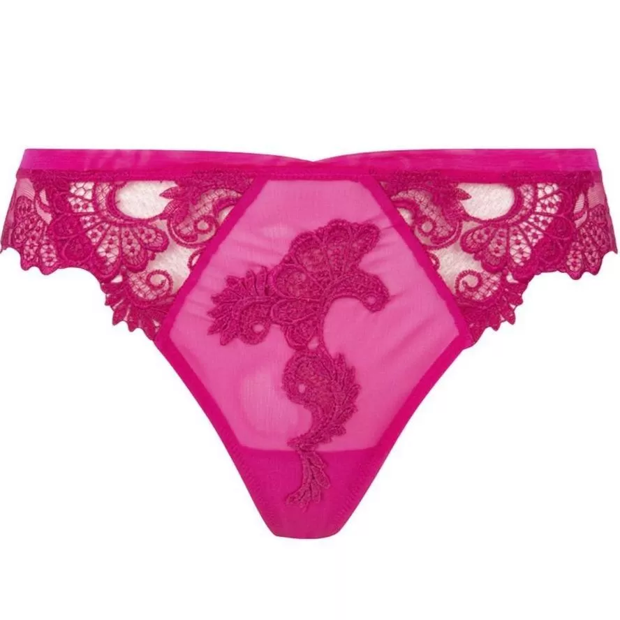 Lise Charmel Dressing Floral Thong in Magenta ACC0088