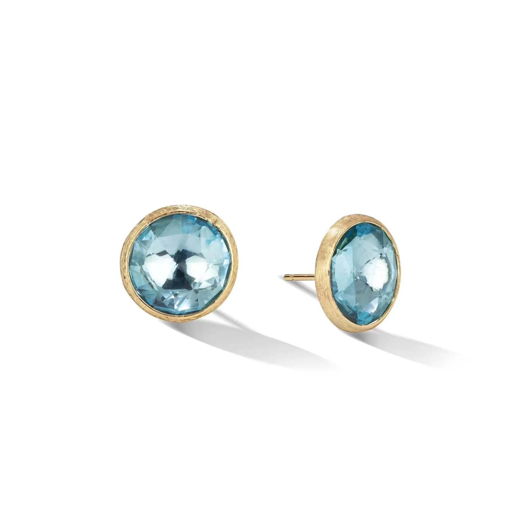 Marco Bicego Jaipur 18K Yellow Gold Blue Topaz Bezel Stud Earrings