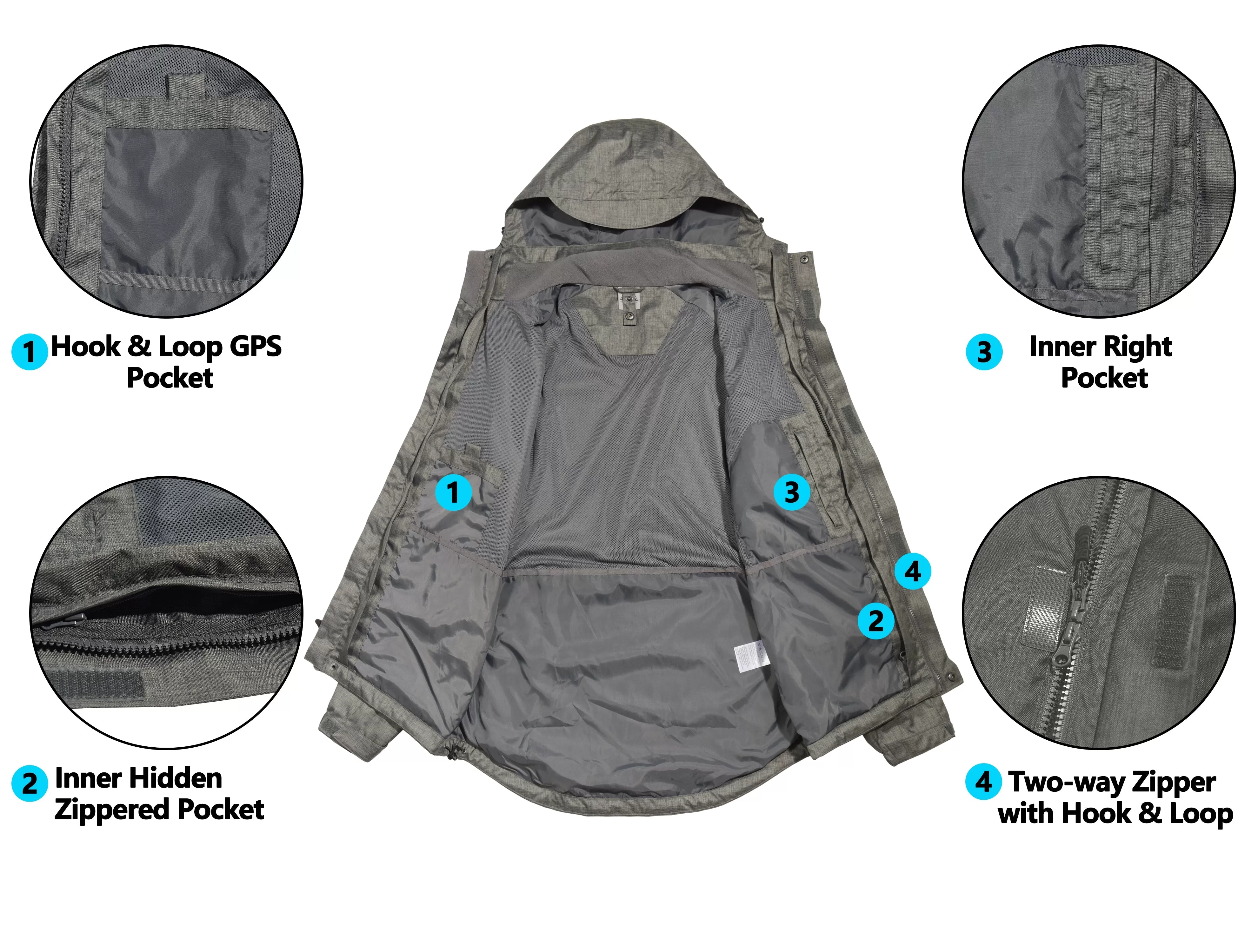 Men's 3-in-1 Waterproof Inner Thermal Snow Hiking Jacket