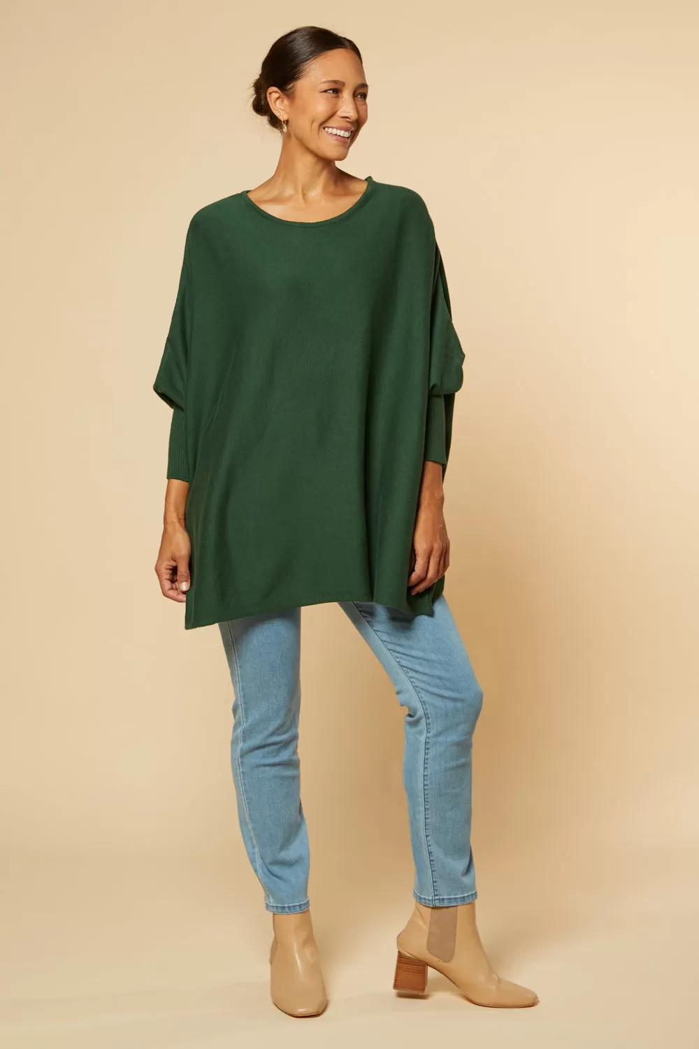 Mia Oversized Jumper in Forest