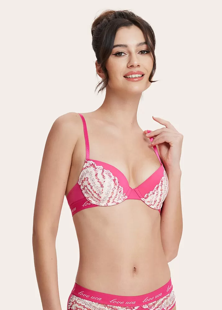 MIKA Printed Floral Lace Demi Bra