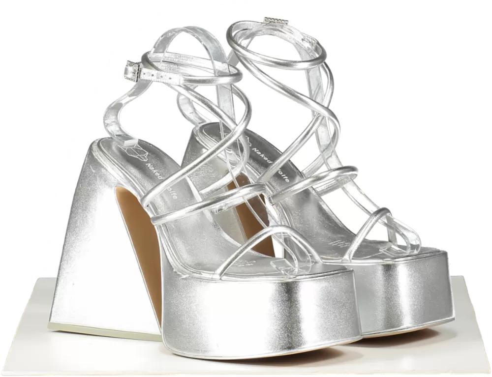 Naked Wolfe Metallic Angel Platform Heels UK 4 EU 37 👠