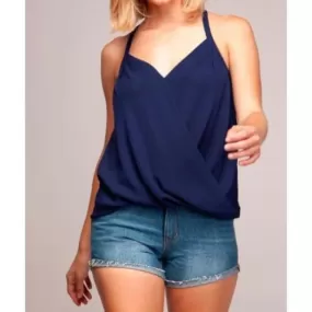 Navy Wrap Front Camisole