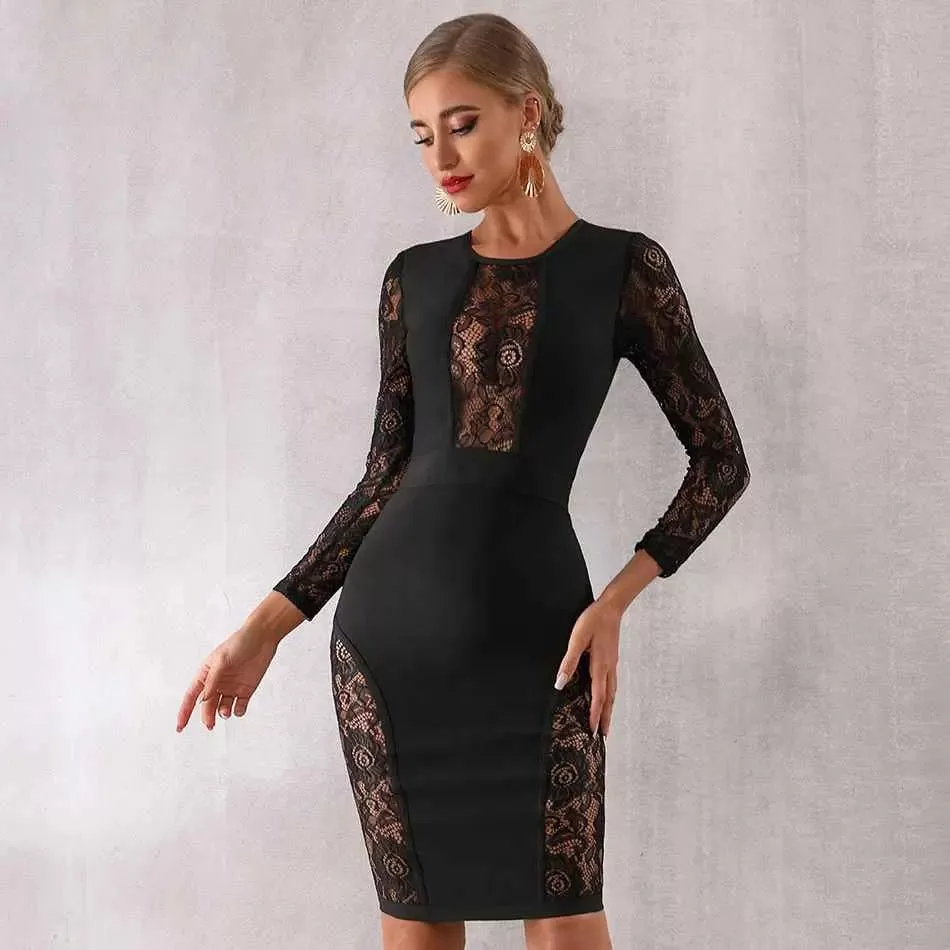 New Bandage Vestido  Lace Midi Dress