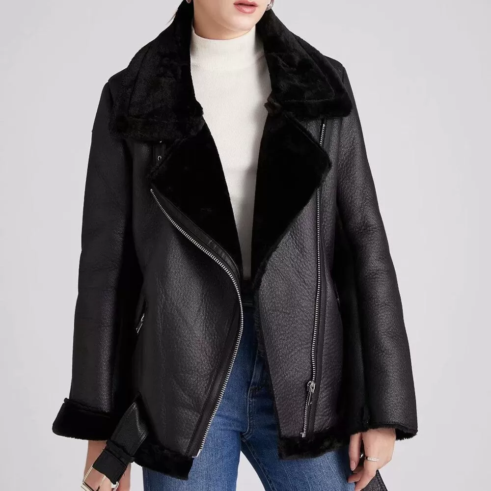 New women's 2022 Leather Suede fur Jacket