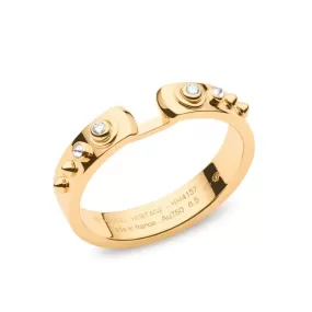 NOUVEL HERITAGE 18K YELLOW GOLD 4MM BRUNCH IN NY MOOD RING WITH DIAMONDS 0.05CTW