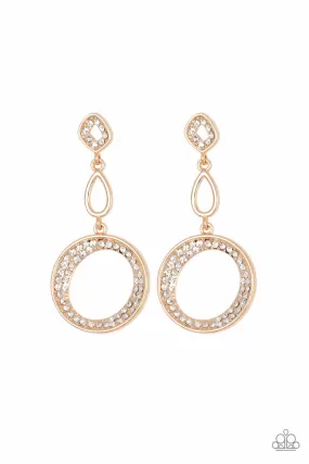 On The Glamour Scene Gold-Earrings