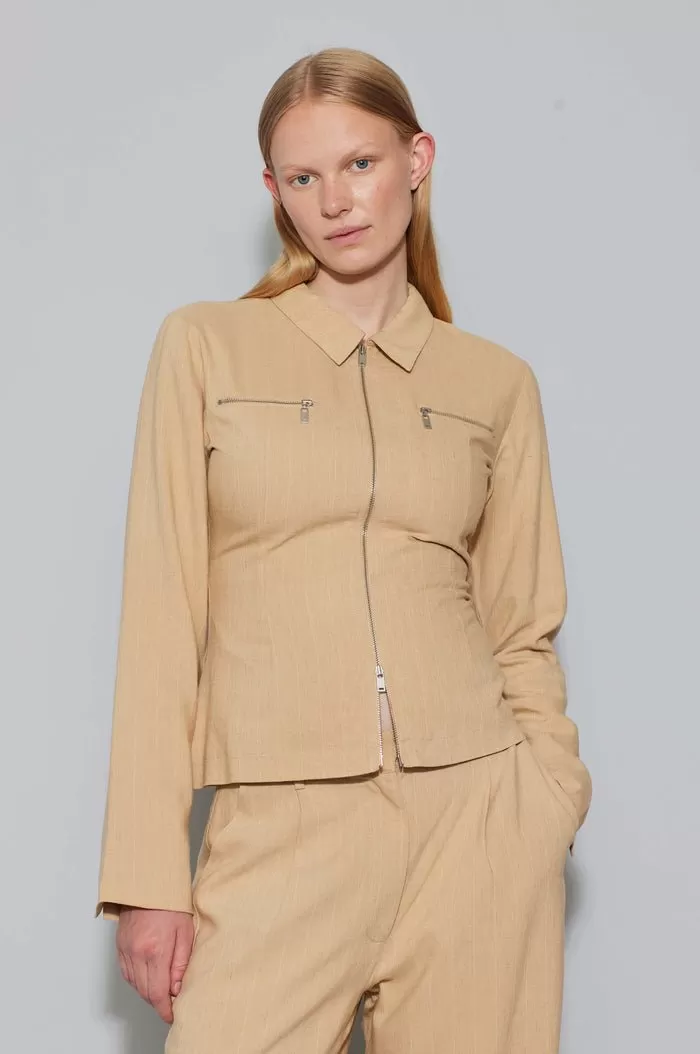 oval square Rowan Zip Shirt Kelp