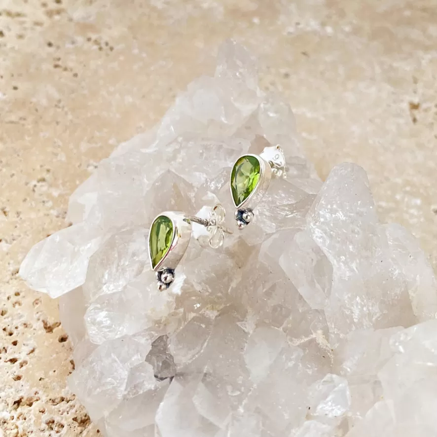 Peridot Teardrop Studs - Lola