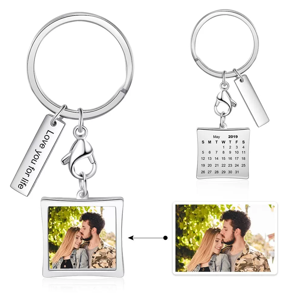 Personalized Custom Photo And Engraved Date Calendar Keychains