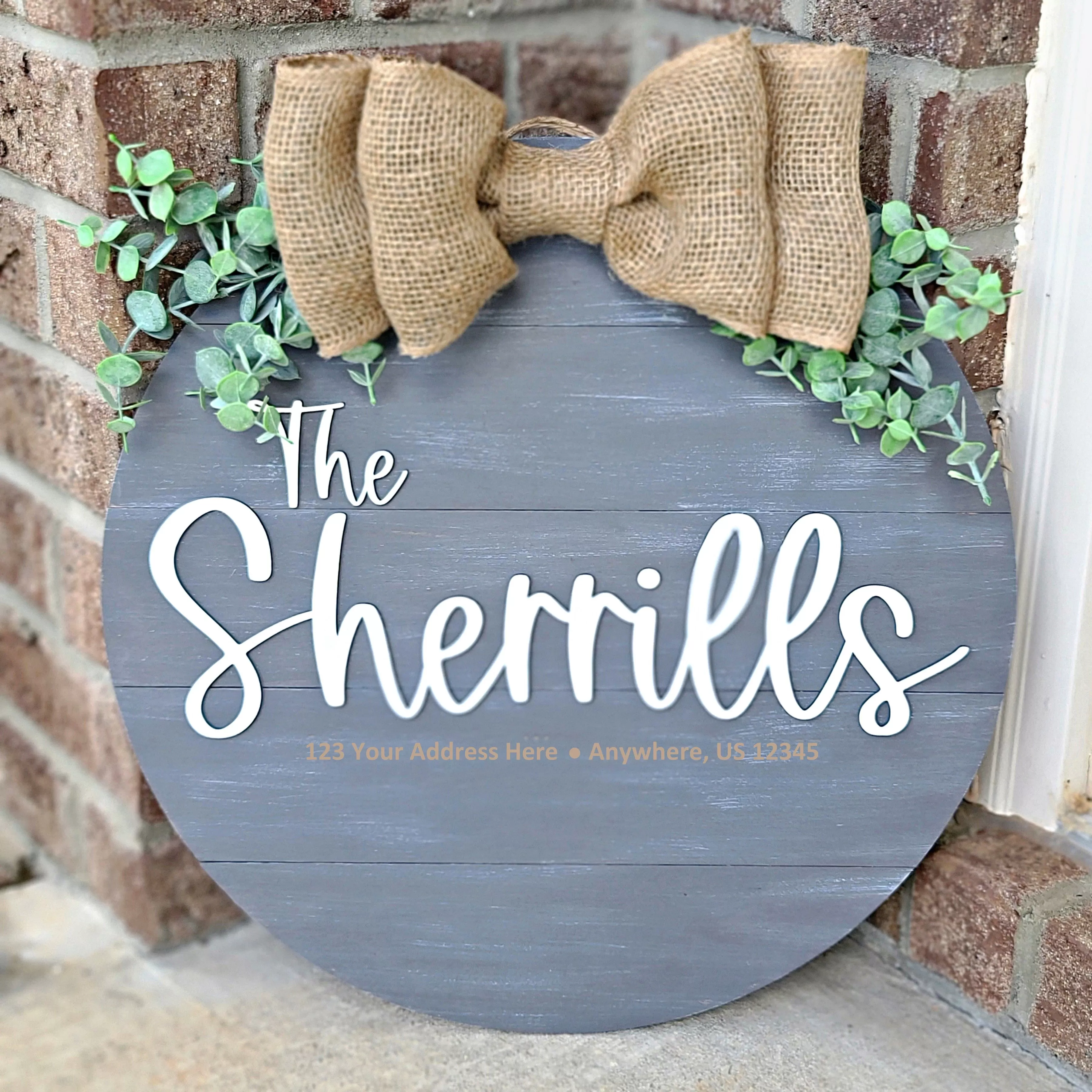 Personalized Family Name Round Shiplap Sign | Door Hanger