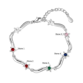 Personalized Inlaid 5 Birthstone Star Bracelets for Women