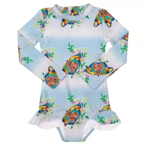 PREORDER Wildflower Butterfly Girls Long Sleeve Back Zip Swimmers (Ships w/c 16th Sept)