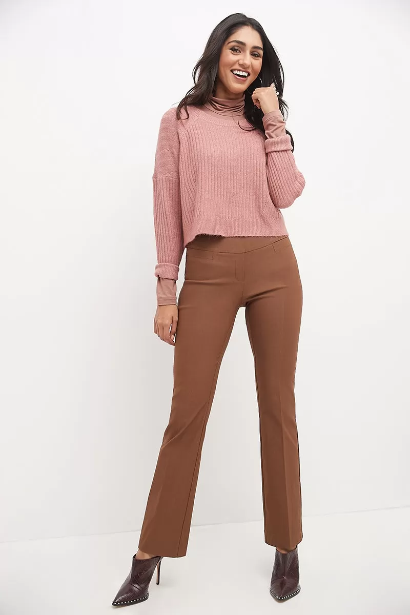 Pull-on bootcut work pants